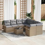 VidaXL Set de canapele pentru grădină 9 pcs Bej, Gri 55 x 55 x 37 cm