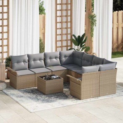 vidaXL Set de canapele pentru grădină 9 pcs Bej și gri 55 x 55 x 37 cm 3353969 foto