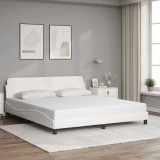 VidaXL Cadru de pat cu tăblie, alb, 180x200 cm, piele ecologică