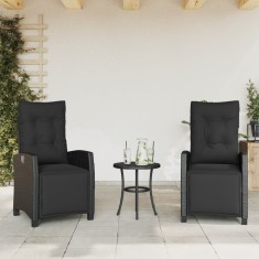 vidaXL Scaun de grădină rabatabil cu suport picioare,2 buc., poliratan 365241