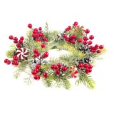 Inel Crăciun, Model Berries Acadele Ninse, Culoare Verde, Diametru 32cm, Material Plastic, Oem