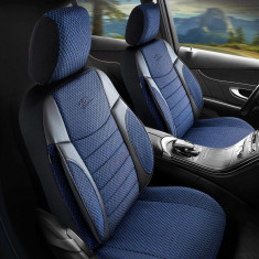 Set Huse Scaune Auto pentru Land Rover Range Rover Evoque - Panda Elegant, Albastru, 11 piese