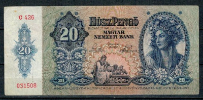 Ungaria 1941 - 20 pengo, circulata foto