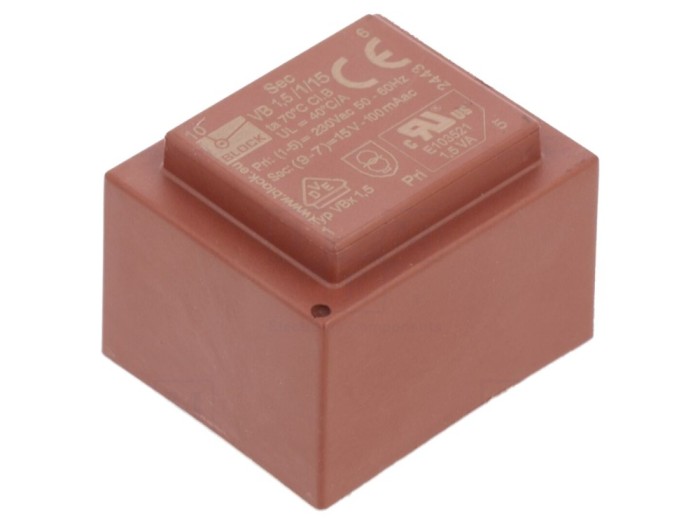 Transformator PCB 1,5VA 230VAC 15V