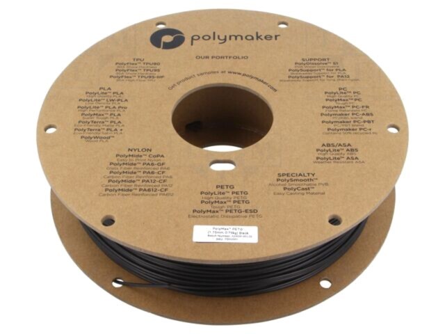 Filament PET-G Tough 1,75mm negru 750g POLYMAKER PolyMax&trade;