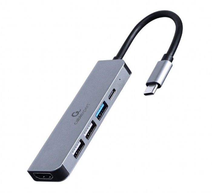 DOCKING Station Gembird universal,5-in-1, conec PC USB Type C, USB-C x 1, USB-A 3.1 x 1, USB-A 2.0 x 2, HDMI x 1, PD 87W, argintiu &quot;A-CM-COMBO5-03&quot; (t