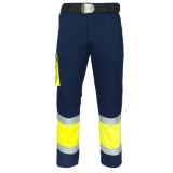 Pantaloni de lucru cu benzi reflectorizante VisTeam navy galben
