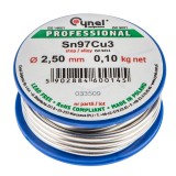 Fludor Cynel Sn97Cu3 pentru lipire cupru, sarma 2.5 mm, 100 g