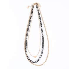 Colier statement cu lanturi aurii si negre