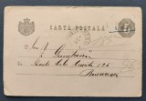ROMANIA 1889 - Intreg Postal - 5 bani negru - circulat de la Azuga la Bucuresti - expeditor stampila Prima Fabrica de Sticlarie Azuga Grunfeld