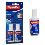 Set 2 Corectoare Lichide Tipp-Ex Rapid, 20ml, Alb, V&acirc;rf Burete, Acoperire Extra, Uscare Rapida