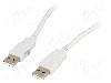 Cablu din ambele par&amp;#355;i, USB A mufa, USB 2.0, lungime 3m, gri deschis, BQ CABLE - BQC-USB2AA/3