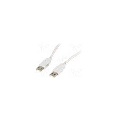 Cablu din ambele par&#355;i, USB A mufa, USB 2.0, lungime 3m, gri deschis, BQ CABLE - BQC-USB2AA/3