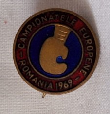 Campionatele EUROPENE de BOX, Romania anul 1969, competitie sportiva internationala, insigna email - Rara foto