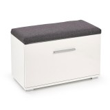 Dulap pentru pantofi cu bancheta HM Lima ST2, Pal melaminat, stofa, capacitate 6 perechi, alb