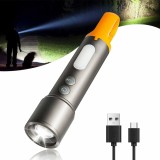 Lanternă Portabilă Multifuncțională cu Agățător, Lumină Laterală COB, LED Frontal Puternic și 5 Capace Colorate