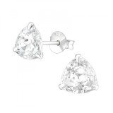 Cercei Argint 925 Cristale Swarovski Albi, Shine, 7mm, Sistem Surub, Cutie Cadou
