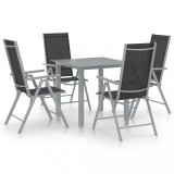 vidaXL Set mobilier de grădină, 5 piese, argintiu și negru, aluminiu 3070632