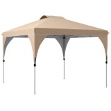 Outsunny Foisor Gradina Pop Up 3x3m cu &Icirc;nălțime Ajustabilă Geantă Transport Roti Bej | Aosom Romania