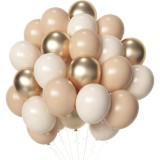 Set 16 baloane din latex metalizate, flippy, model party, 30 cm, auriu, bej inchis si deschis, 2.8 g
