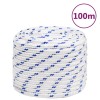 VidaXL Fr&acirc;nghie de barcă, alb, 16 mm, 100 m, polipropilenă