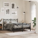 VidaXL Cadru pat metalic cu tăblie de cap/picioare, negru, 135x190 cm