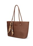 Pierre Cardin, Geanta shopper de piele ecologica cu accesoriu esarfa Emberly Pro, Maro cognac
