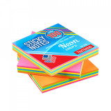 Notes adeziv neon, 75x75mm, multicolor, 100 coli - OFFISHOP, S-COOL / OFFISHOP