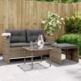 Gossi set canapea de gradina cu perne, 3 piese, gri, poliratan
