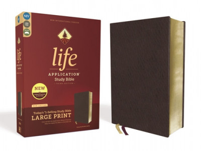 Niv, Life Application Study Bible, Third Edition, Large Print, Bonded Leather, Burgundy, Red Letter Edition foto