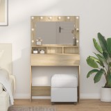 VidaXL Masă de toaletă cu lumini LED, stejar sonoma, 79x41x135 cm