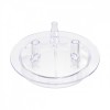 Capac Bidon Lapte 25-30L Melasty, 3 Ieșiri Furtun Muls 16/25mm &amp; 14/22mm, Plastic Transparent, Diametru 17.5cm