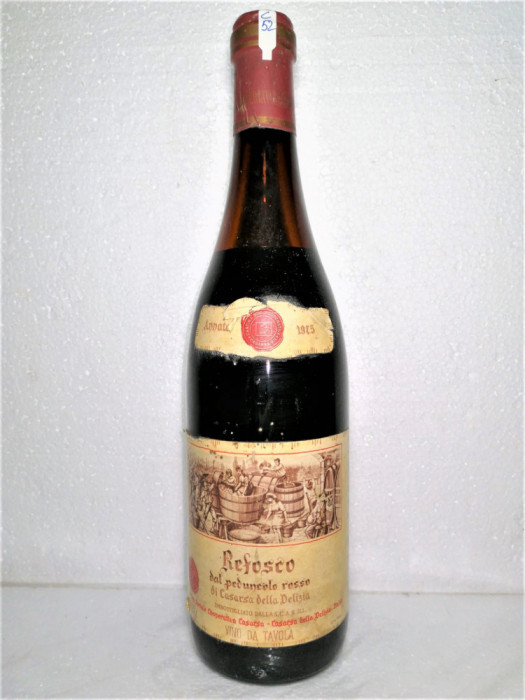 C 52 -vin rosu, refosco, dal peduncolo rosso, cl 72 gr 13 recoltare 1975