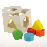Sortator de forme din lemn, 5 forme geometrice, 9x9x9 cm, CMCLASS