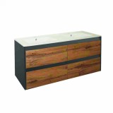 Mobilier de baie Porto 120 cu bază și lavoar &icirc;n culoarea stejarului rustic antracit