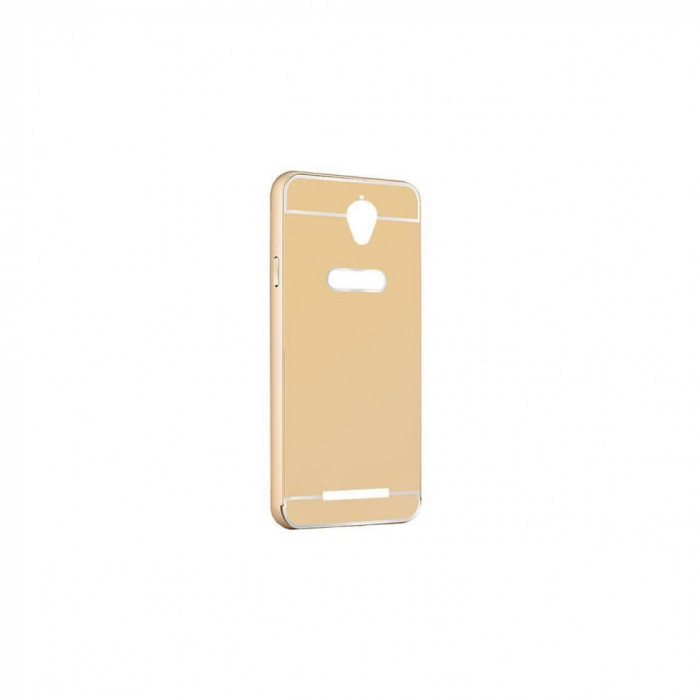 Husa Bumper Aluminiu Mirror Auriu Iberry Pentru Asus ZenFone GO 4,5 Inch ZC451TG