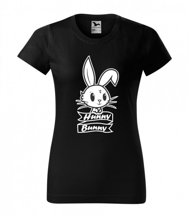 Tricou dama Malfini bumbac negru print &quot;Hunny Bunny&quot;, marimi XS, S, M, L, XL XXL