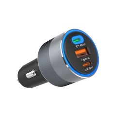 Forcell F-Energy Alu Car Charger - Incarcator Auto 2 x Type-C + USB-A, PD QC4.0, SFC 20W 3A 85W, Gri foto
