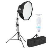 Sistem Profesional de Iluminat Single: Softbox Parabolic Octogonal, Bec 150W 5500K, Stativ Aluminiu 200 cm, Geanta de Transport inclusa
