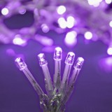 Instalație Lumini Crăciun, LED, 20 Becuri, Culoare Mov, Cablu Transparent, Lungime 2.2m, Funcționare pe Baterii AA, Interior, Oem