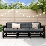 VidaXL Set mobilier de grădină, 3 piese, negru, lemn masiv pin
