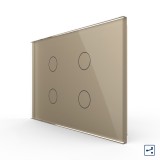 Cumpara ieftin Intrerupator touch cvadruplu Livolo auriu, cap scara/cruce, sticla Italian