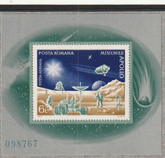 1972 LP 815 INCHEIEREA PROGRAMULUI APOLLO COLITA DANTELATA MNH NESTAMPILATA