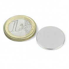 Magnet neodim disc Ø20&#215;1,5 mm, putere 1,6 kg, N38