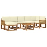 vidaXL Set de canapele de exterior 8 pcs Natural și Crem Poliester 3385416