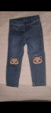 Pantaloni blugi jeans subtiri fata H&amp;M albastri cu pisici 2/3 ani noi, 2-3 ani