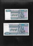 Set Myanmar 2 x 200 Kyats 1991 &amp; 2004, AUNC/UNC, Bancnote Colectie