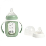 Biberon de invatare 2 in 1 din Sticla Beaba 210 ml Sage Green