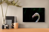 Tablou Canvas, "Flamingo &icirc;n lumina dimineții", Flamingo, Elegant, Grațios, Roz, Natural, Peisaj, Siluetă, Contrast, Fermecător, Majestic., 39 x 26 cm,