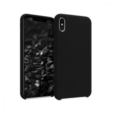 Carcasa Edman din silicon captusita cu microfibra la interior si colturi intarite, pentru Iphone X/XS, Negru